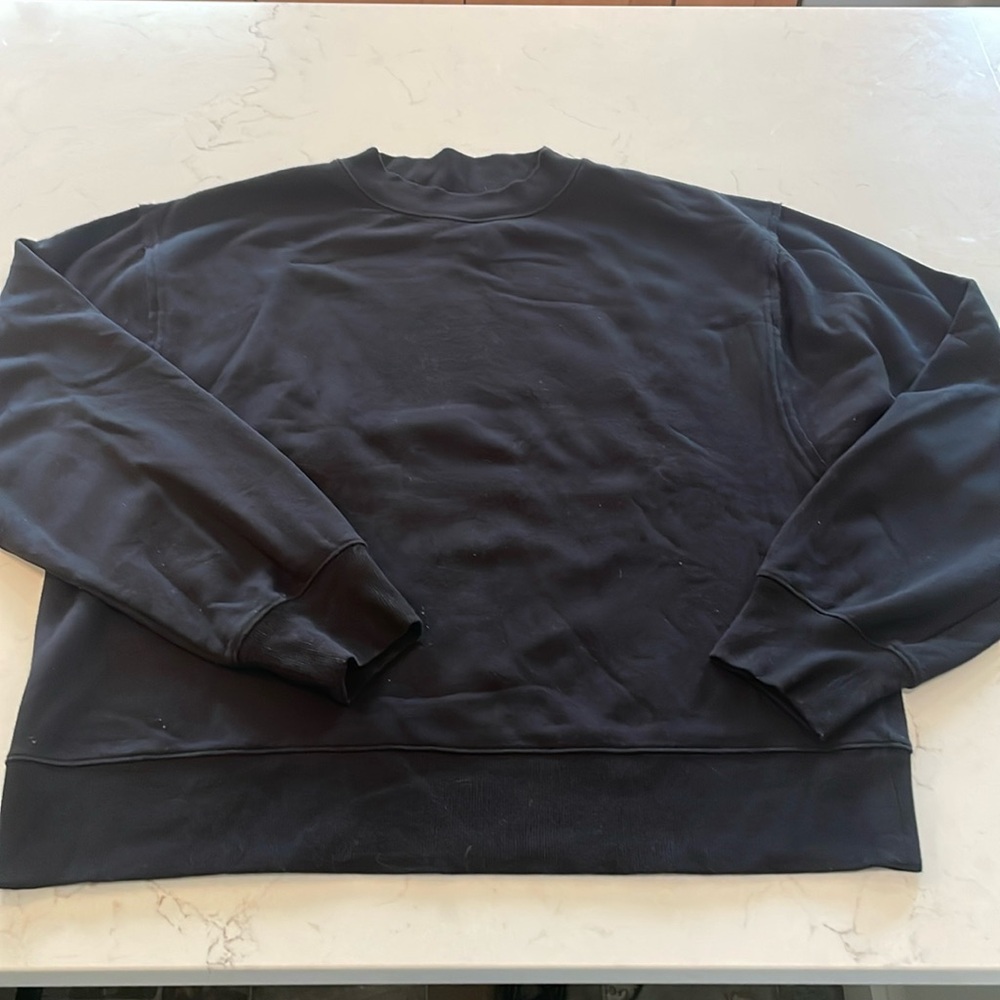 BLACK ALO YOGA REFRESH PULLOVER - SIZE LARGE